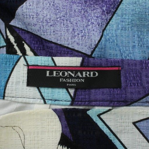 レオナール LEONARD タイトスカート ひざ丈 花柄 総柄 73-97 青 ブルー