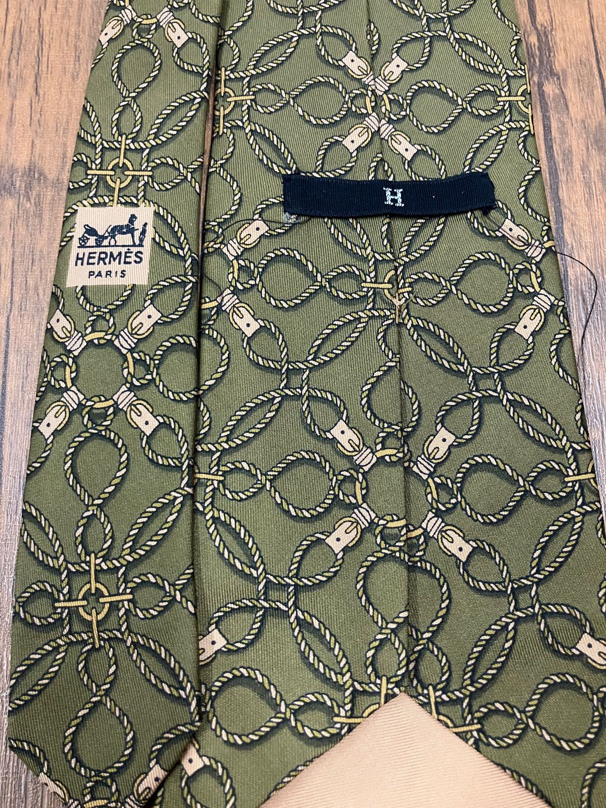 HERMES シルク ネクタイ グリーン670 OA HERMES シルク ネクタイ