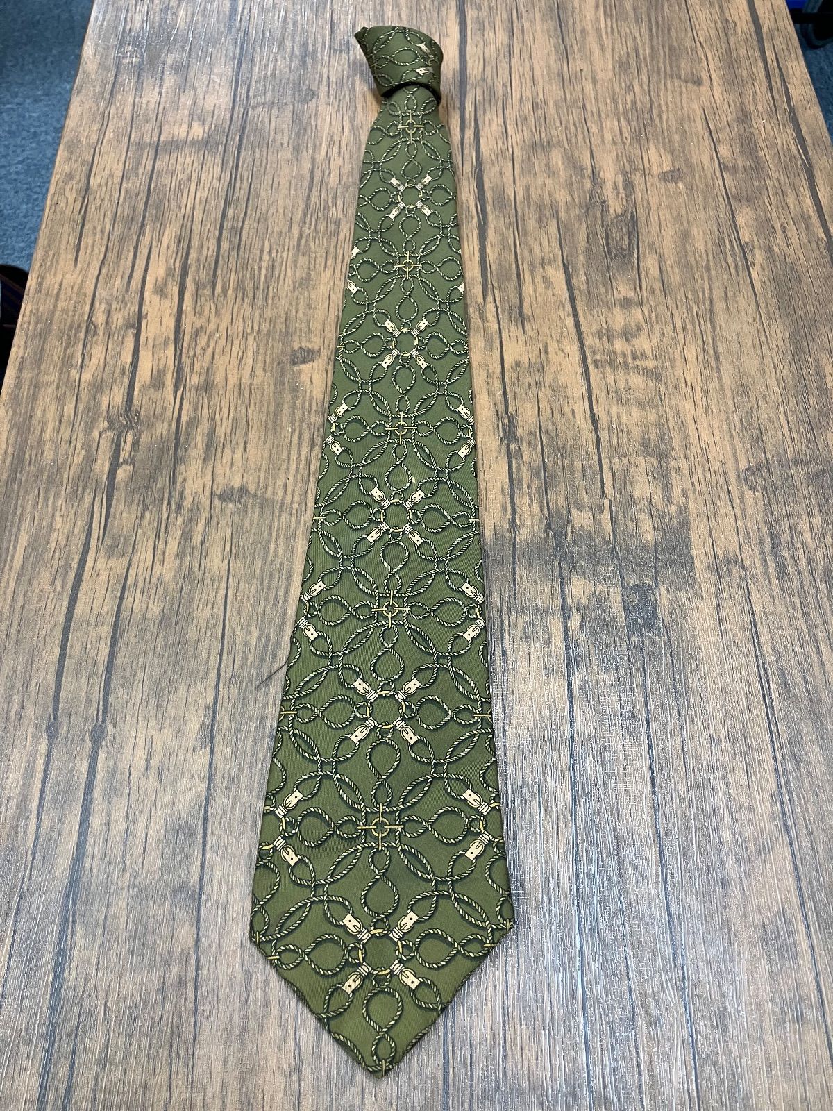 T 269 HERMES エルメス ネクタイ シルク グリーン