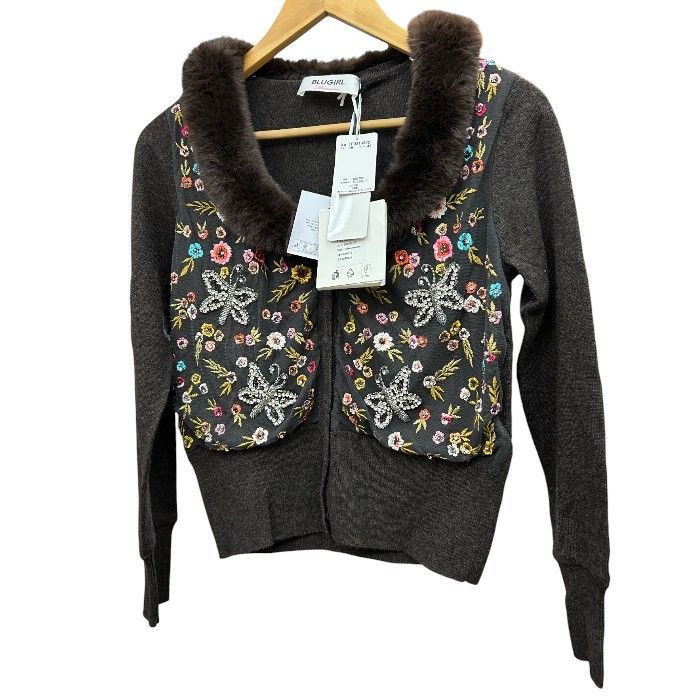 未使用品 Blugirl ブルーガール 刺しゅう入り フェイクファー トリム  