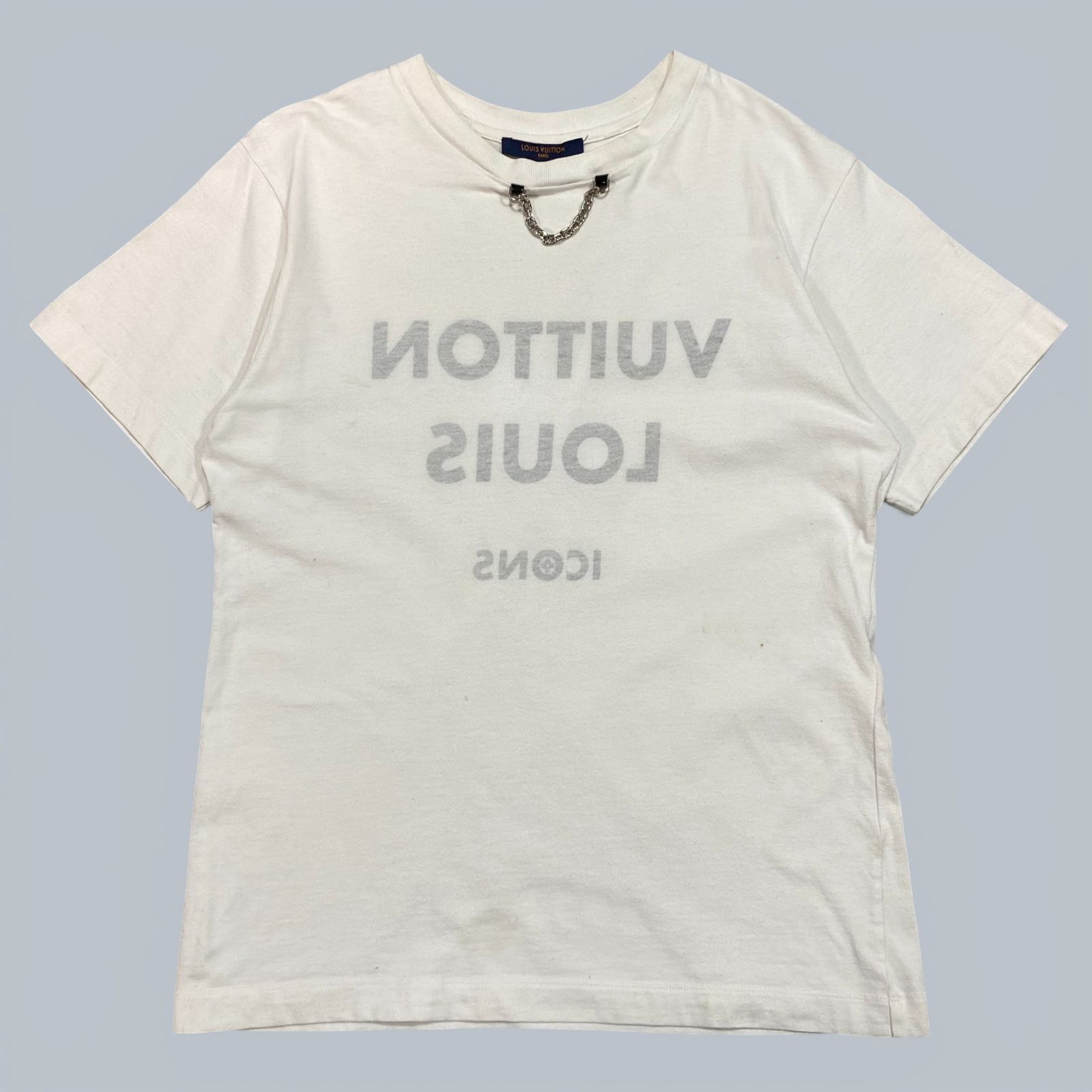 LouisVuitton 美品　チェーン付き　プリントTシャツ ルイヴィトン Louis Vuitton チェーン付き 反転ロゴプリント Tシャツ