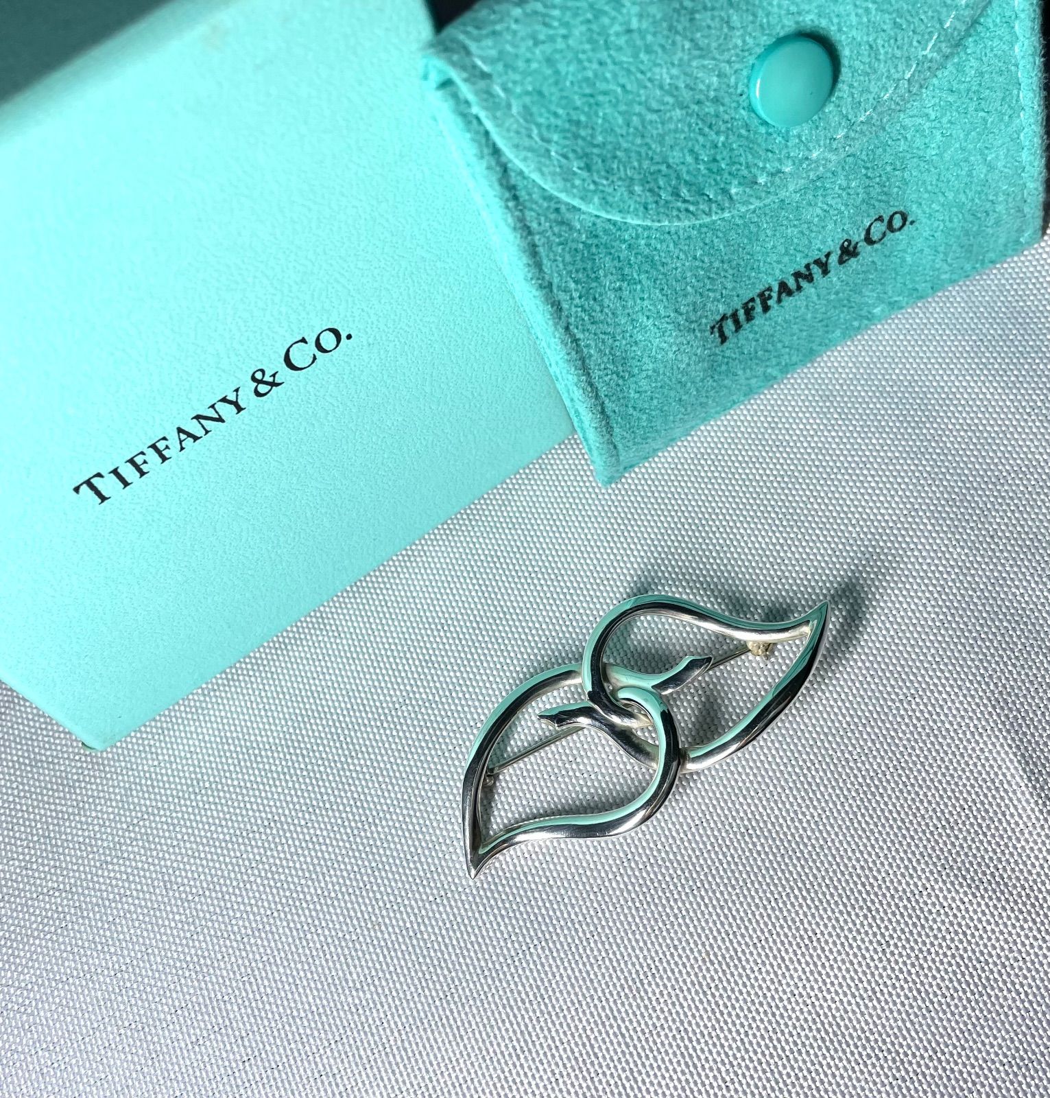 Tiffany ティファニー ダブルリーフデザイン ブローチ ヴィンテージ スターリングシルバー SV 925 男女兼用 付属品あり