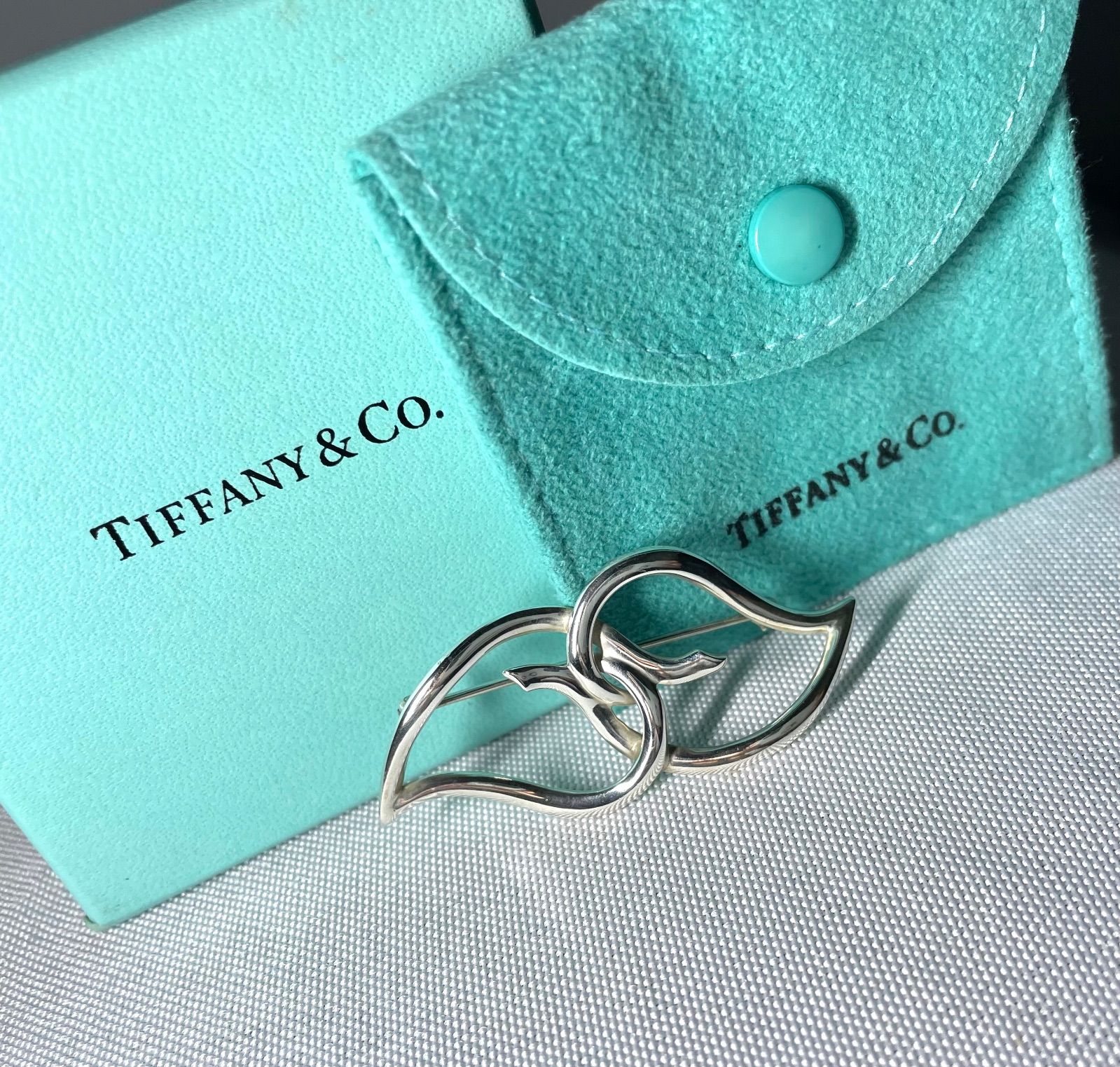  Tiffany ティファニー ダブルリーフデザイン ブローチ ヴィンテージ スターリングシルバー SV 925 男女兼用 付属品あり その他 アクセサリー