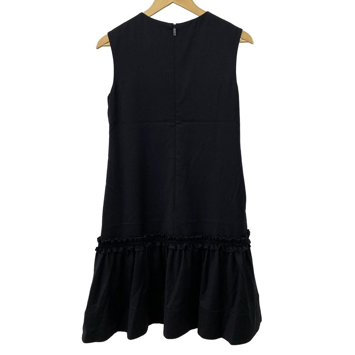 Rene ルネ ワンピース サイズ36 S レディース - ダークネイビー クルーネック|ノースリーブ|ひざ丈|フリル|basic