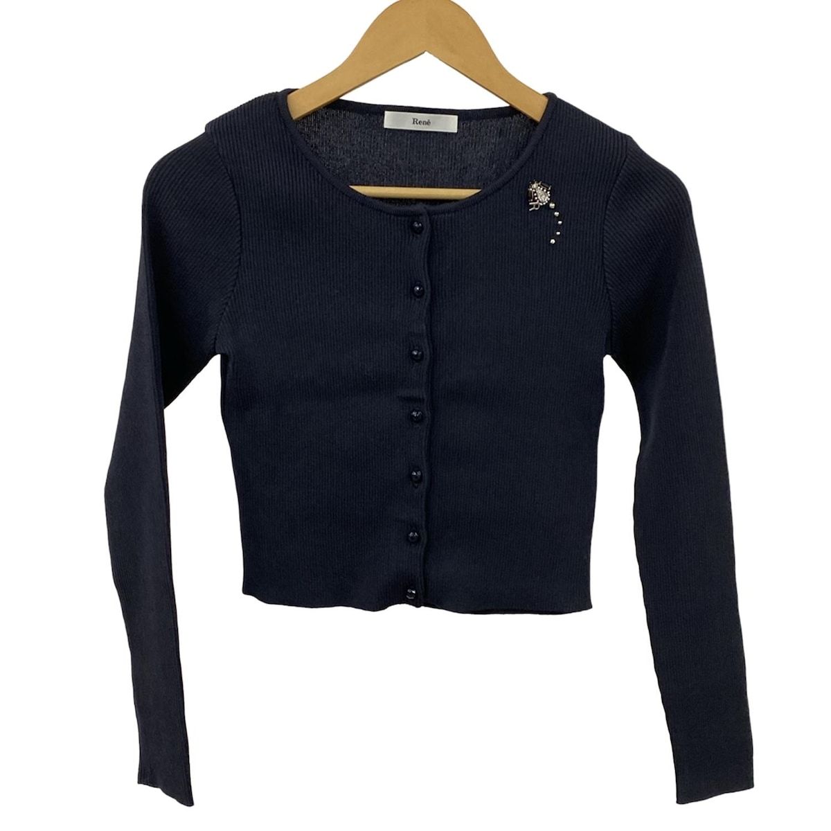 Rene ルネ カーディガン サイズ36 S レディース - ダークネイビー 長袖|ラインストーン|ビーズ|ビジュー