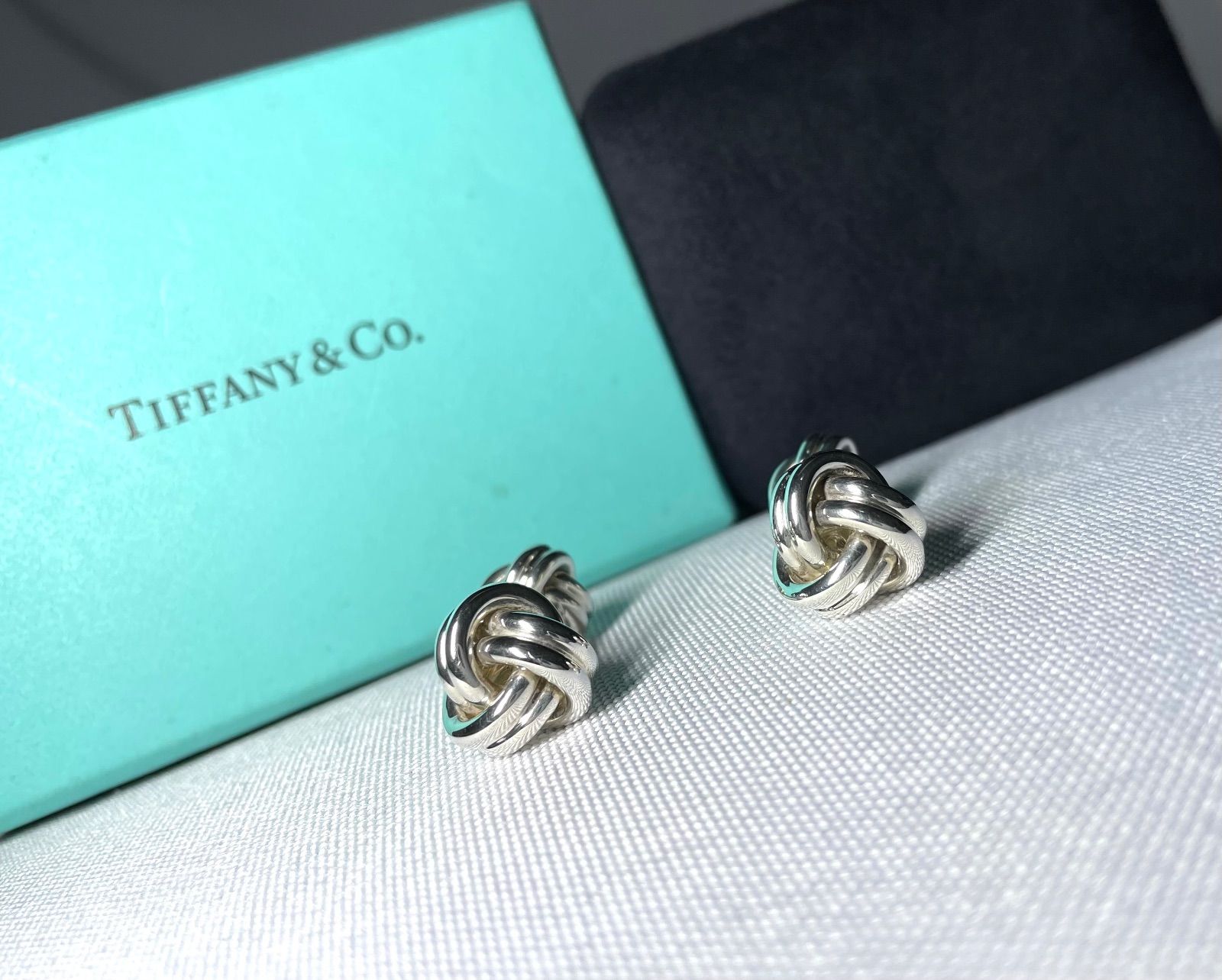 美品 TIFFANY ティファニー ツイストノットカフス ボタン カフリンクス