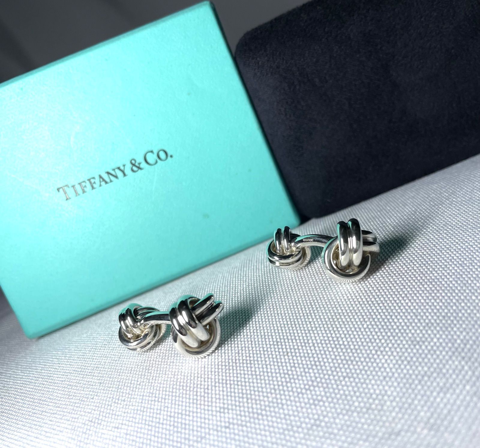 美品 TIFFANY ティファニー ツイストノットカフス ボタン カフリンクス