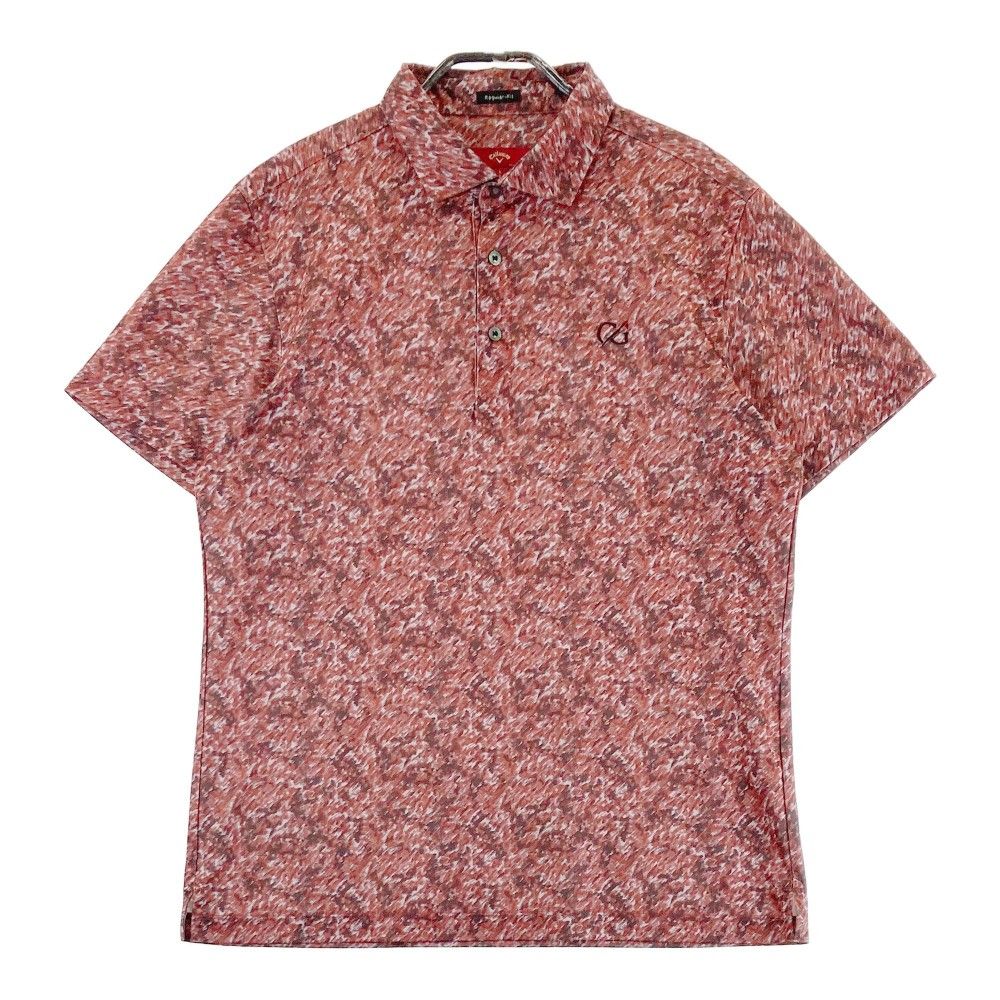 サイズ L キャロウェイ レッドレーベル 2025年モデル 半袖ポロシャツ 総柄 レッド系 ゴルフウェア メンズ ストスト