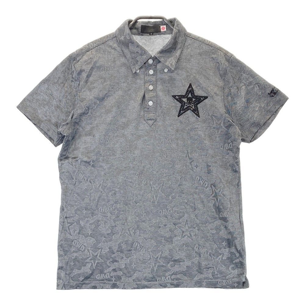 サイズ 3 DANCE WITH DRAGON ダンスウィズドラゴン 半袖ポロシャツ ボタンダウン カモフラ総柄 グレー系 ゴルフウェア メンズ ストスト