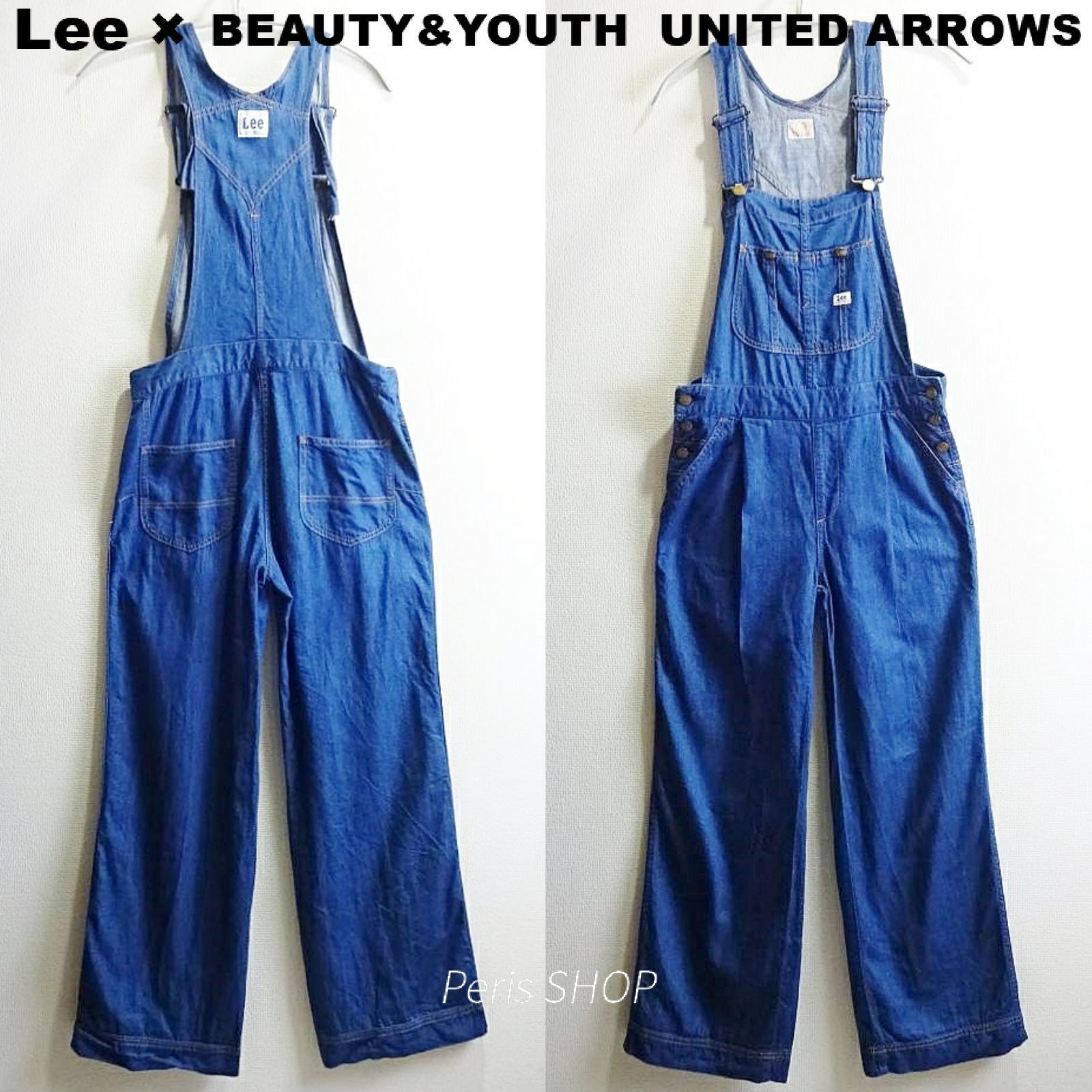 Lee × BEAUTY-YOUTH UNITED ARROWS オーバーオール レディース M 相当 ルーズストレート 明青 サロペット LB 9837 リー ビューティー＆ユース ユナイテッドアローズ