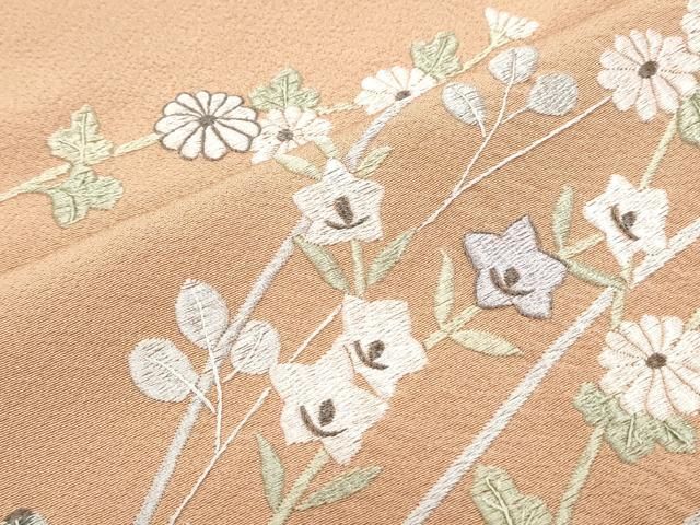 平和屋着物▽訪問着 総刺繍 草花文 さが美扱い 正絹 逸品 CABB6921th