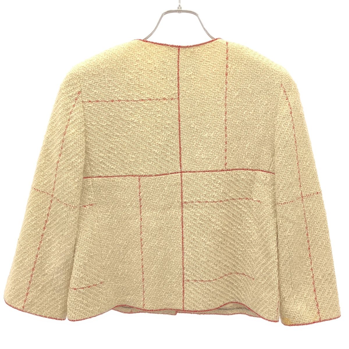 CHANEL シャネル ノーカラーツイードジャケット P14977V08317 ベージュ  