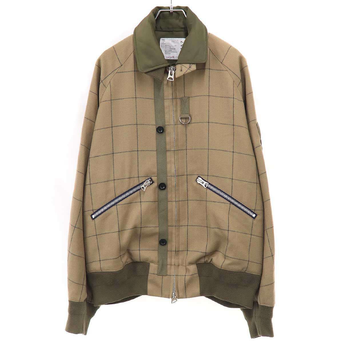 sacai サカイ 24AW Windowpane Blouson ジップアップジャケット 24