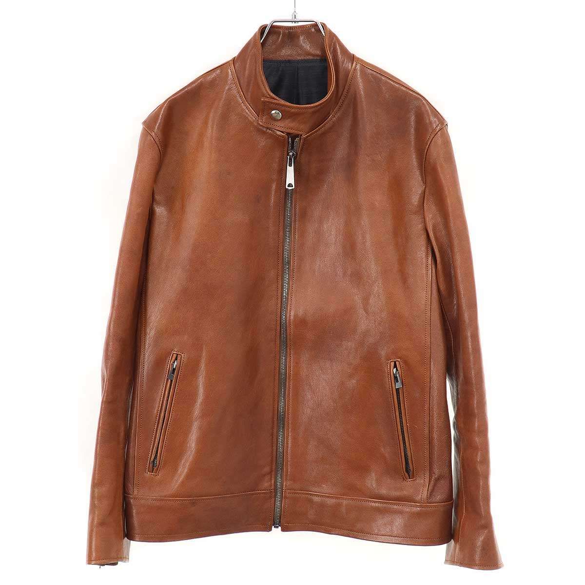 ANSNAM アンスナム シングルレザーライダースジャケット ブラウン 02