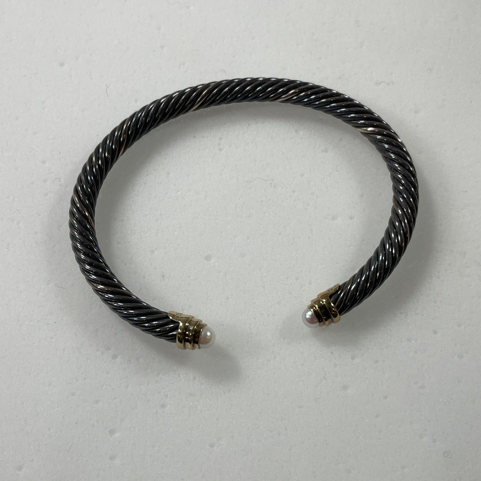585|925刻印 14金 イエローゴールドシルバーコンビバングル ブレスレット D.Y刻印 David Yurman 総重量28.59 g アクセサリー 0.02 kg