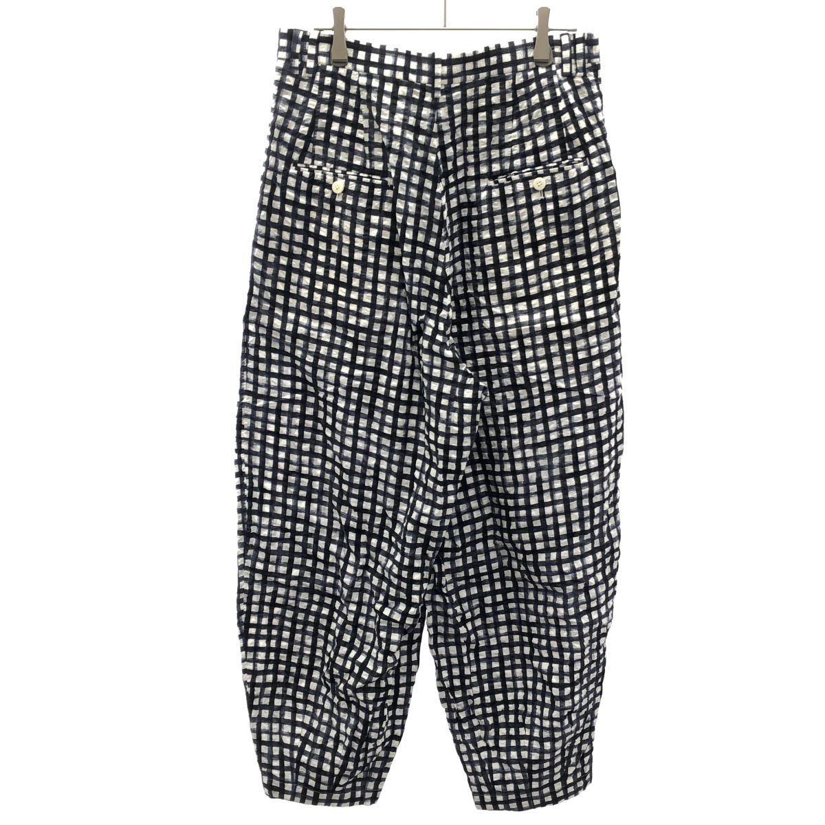 m s braque エムズブラック 24 SS HARLEM PANTS ニューハーレムチェックパンツ 241211 ブラック×ブルー×ホワイト 36