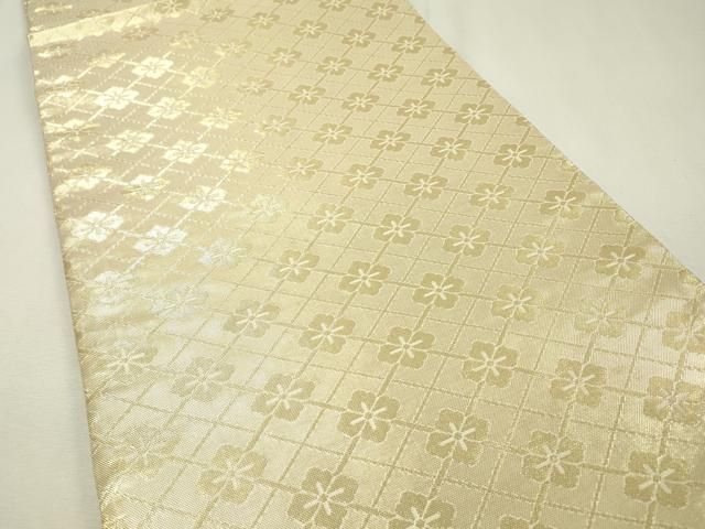 平和屋着物▽佐賀錦 両面 六通柄袋帯 松皮菱正倉院花文 金銀糸 正絹