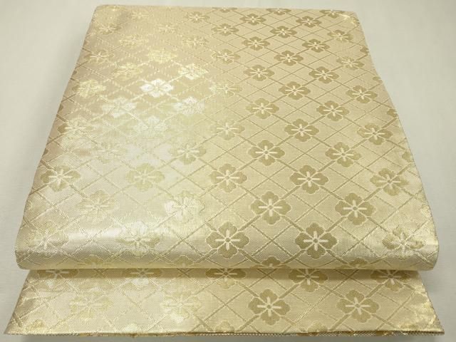 平和屋着物▽佐賀錦 両面 六通柄袋帯 松皮菱正倉院花文 金銀糸 正絹