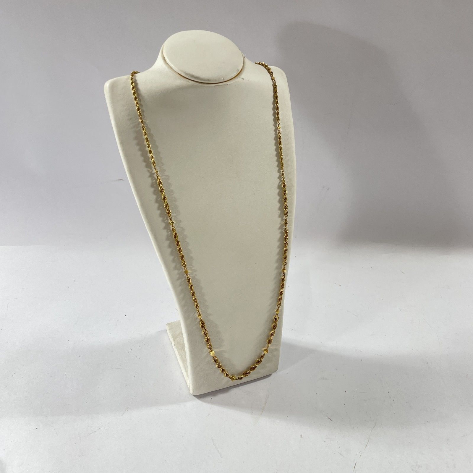 ☆ K18刻印 18金 ゴールド ロングツイストチェーンネックレス 