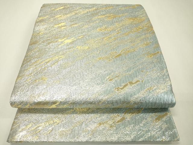 正絹(一部銀糸) アイボリー 阿波藍天然染 六通 袋帯 装飾文様 未使用 正絹(一部銀糸) アイボリー 阿波藍天然染 六通 袋帯 装飾文様 未使用