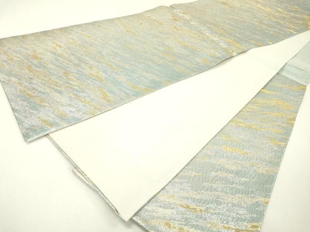 正絹(一部銀糸) アイボリー 阿波藍天然染 六通 袋帯 装飾文様 未使用 正絹(一部銀糸) アイボリー 阿波藍天然染 六通 袋帯 装飾文様 未使用