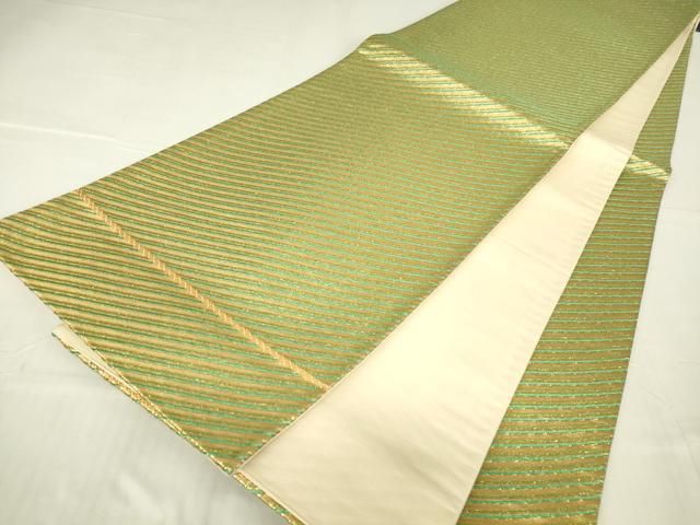 平和屋着物▽全通柄袋帯 斜線文 金糸 鈴乃屋扱い 正絹 逸品 DABA4158az