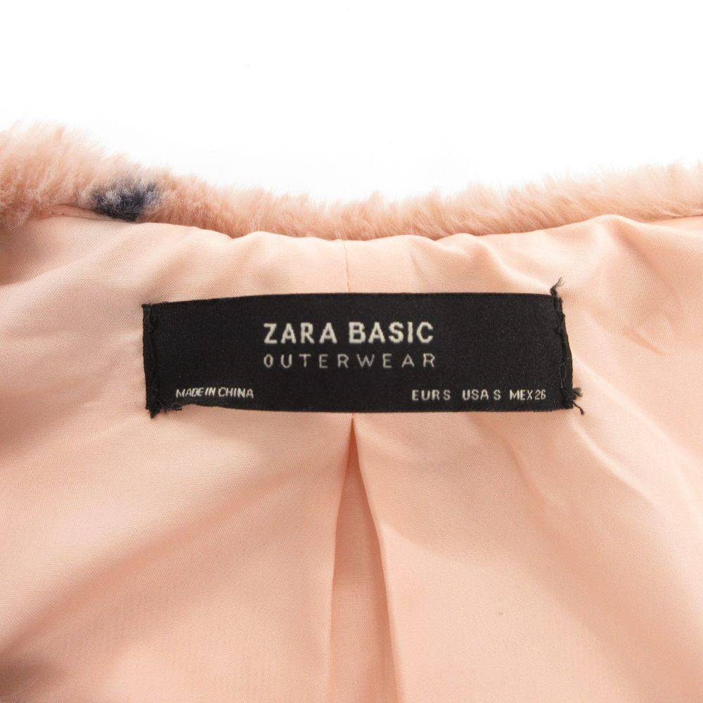 ザラ ベーシック ZARA BASIC PINK SHORT FLORAL FAUX FUR JACKET 