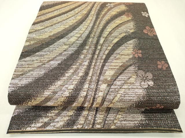 平和屋着物▽六通柄袋帯 紙布 舞花 金銀糸 正絹 逸品 DAAZ6901fe