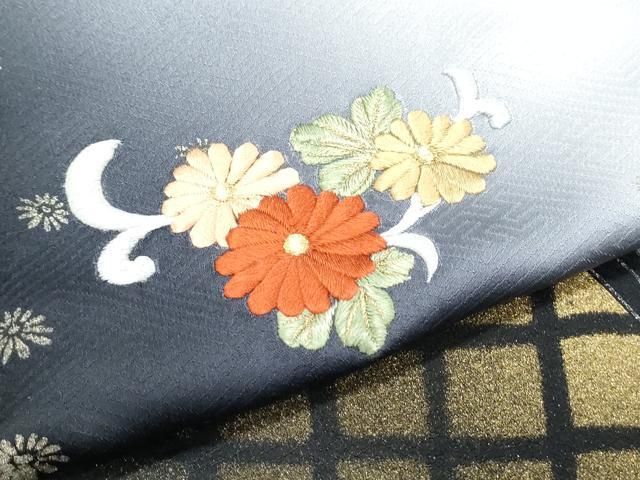 平和屋着物▽訪問着 刺繍 草花文 暈し染め 金彩 正絹 逸品 CABB6971th