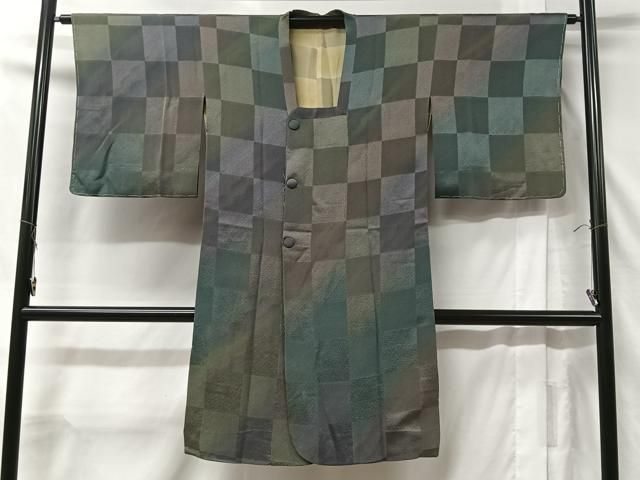 平和屋着物＃染色家 岩浅公展 道行コート 霞市松文 暈し染め ロング丈