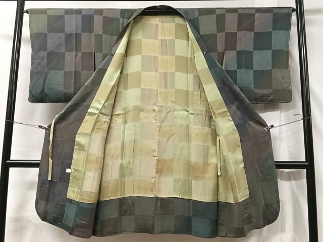 平和屋着物＃染色家 岩浅公展 道行コート 霞市松文 暈し染め ロング丈