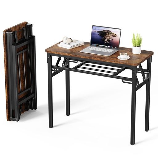 SythdioMythデスク折りたたみテーブルパソコンデスク机幅80 x奥行40 x高さ75 cmpcデスク角が丸い勉強机ゲーミングテーブル小型会議テーブル办公桌小さいcomputerdesk学習机小型会議テーブル2段収納