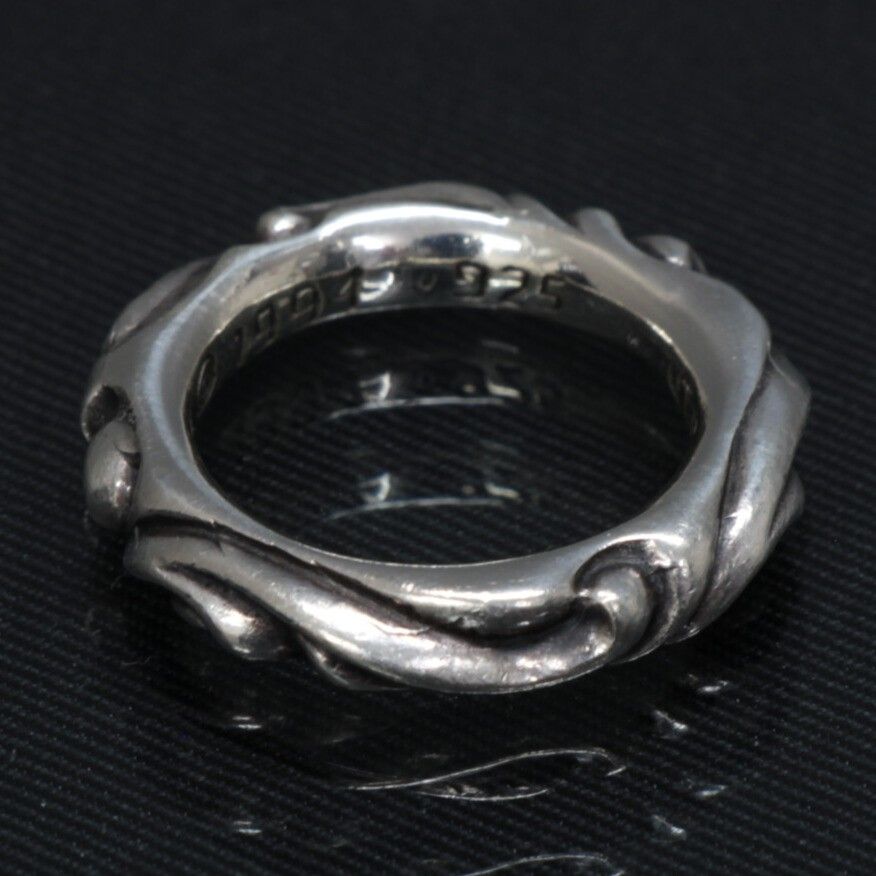 CHROME HEARTS クロムハーツ スクロールバンド リング 指輪 メンズ シルバー SV 925 約12.5号 101554