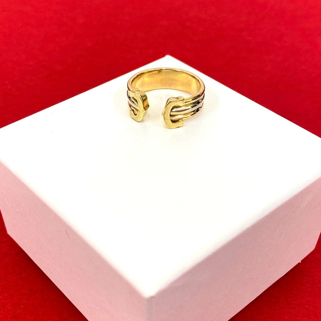 CARTIER カルティエ 2 C リング K 18 イエローゴールド 指輪 11号 アクセサリー レディース ゴールド シルバー 301-3