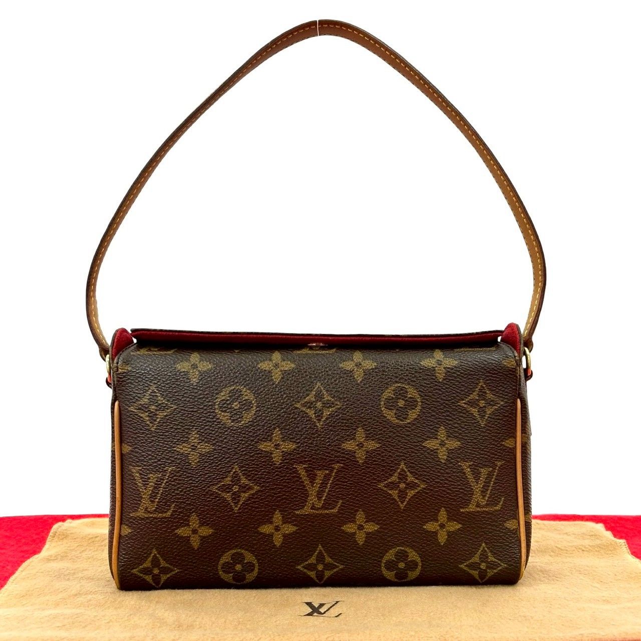 袋付き LOUIS VUITTON ルイヴィトン レシタル モノグラム レザー 本革 セミ ワン ショルダーバッグ ハンドバッグ ブラウン 305-9