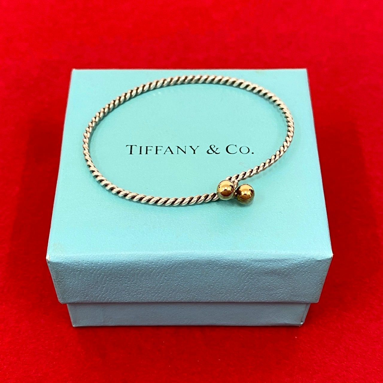 TIFFANY-Co. ティファニー ツイスト ダブル アイ バングル シルバー925 K 18ゴールド ブレスレット アクセサリー シルバー 29129