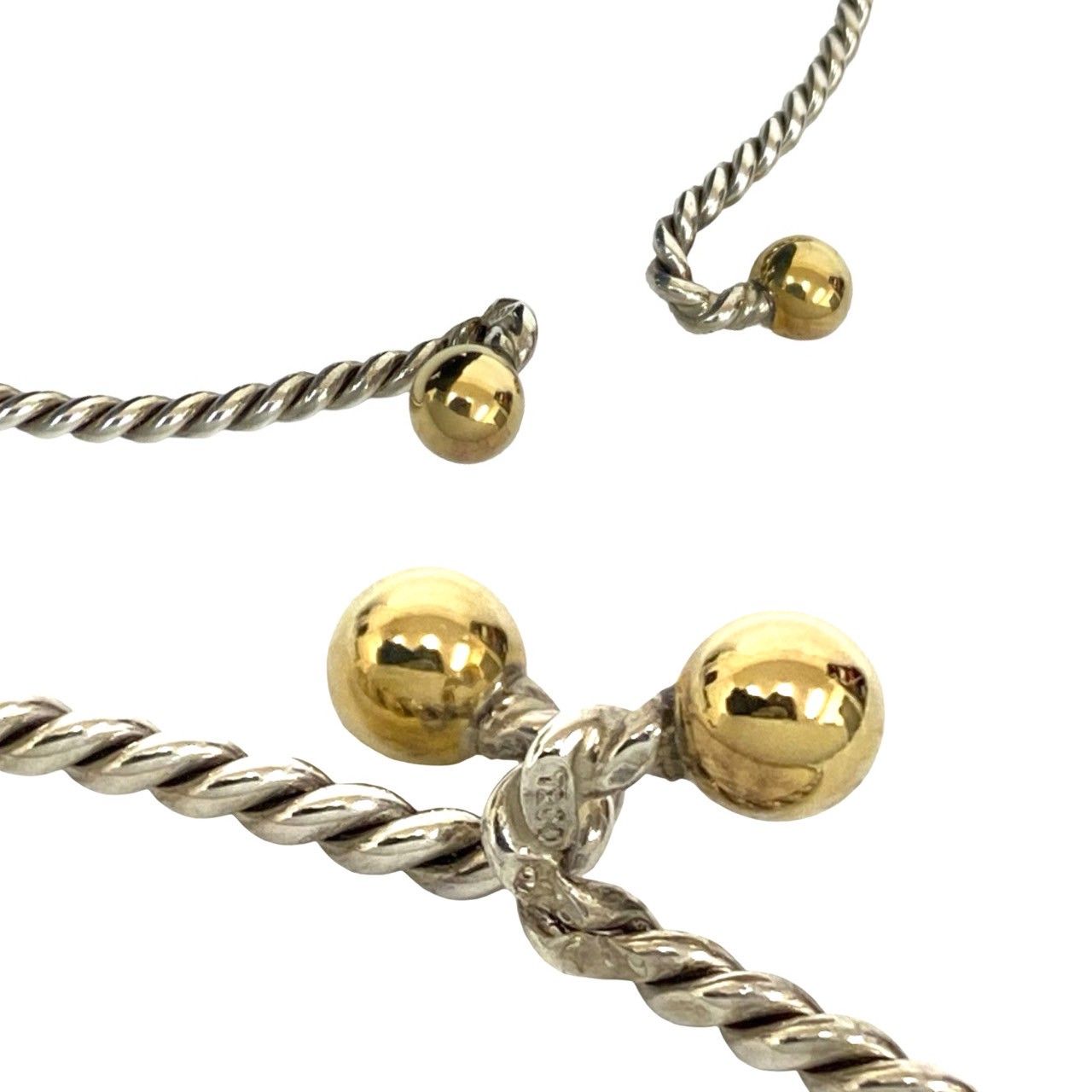 TIFFANY-Co. ティファニー ツイスト ダブル アイ バングル シルバー925 K 18ゴールド ブレスレット アクセサリー シルバー 29129
