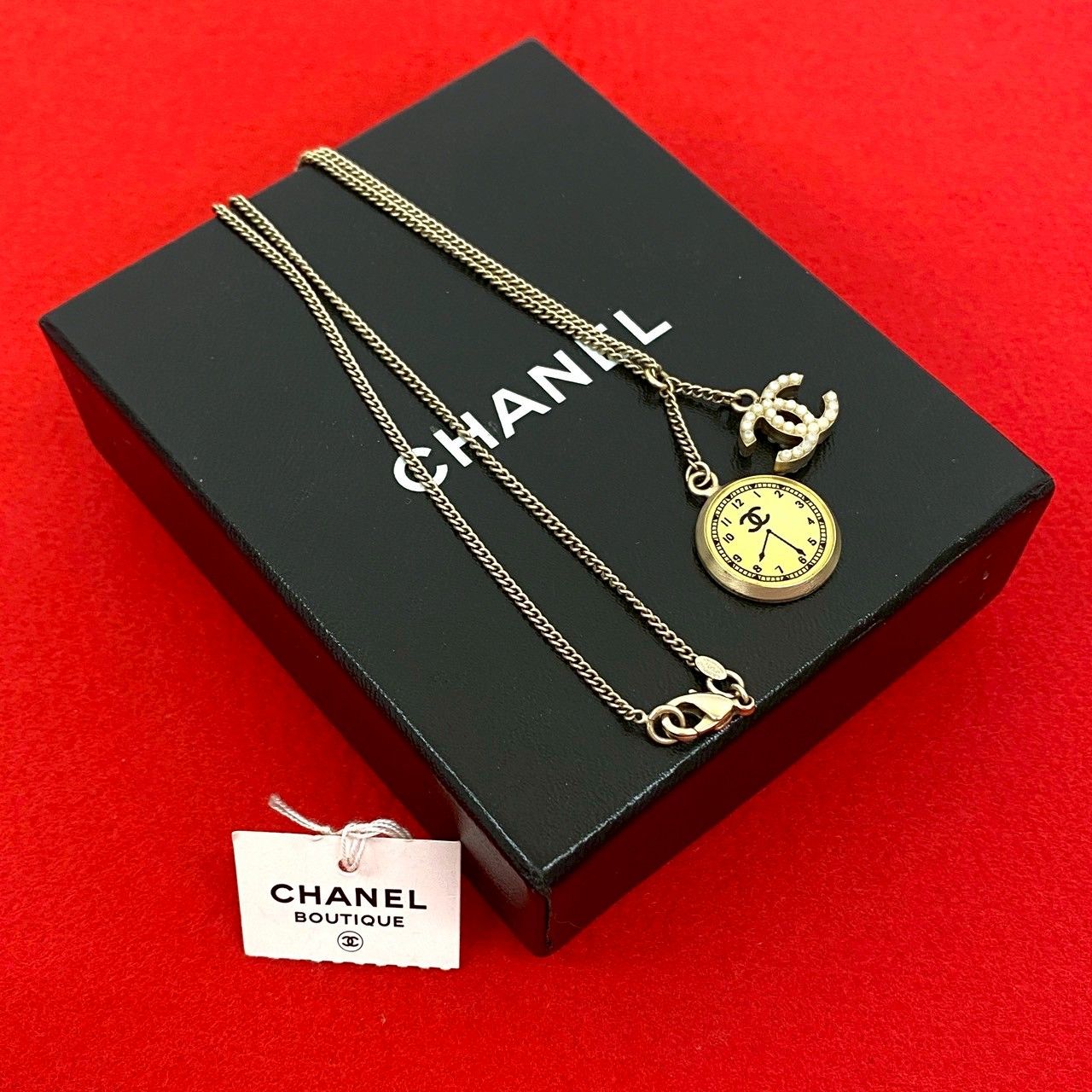 き コメあり 07 C CHANEL シャネル ココマーク 時計 モチーフ GP チェーン ネックレス ペンダント アクセサリー ゴールド 1606 a