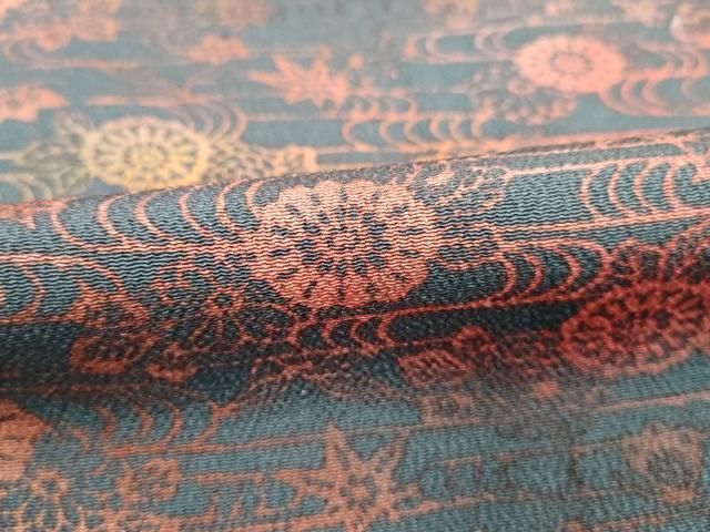 平和屋着物□上質な小紋 舞花文 暈し染め 鬼しぼ縮緬 正絹 逸品