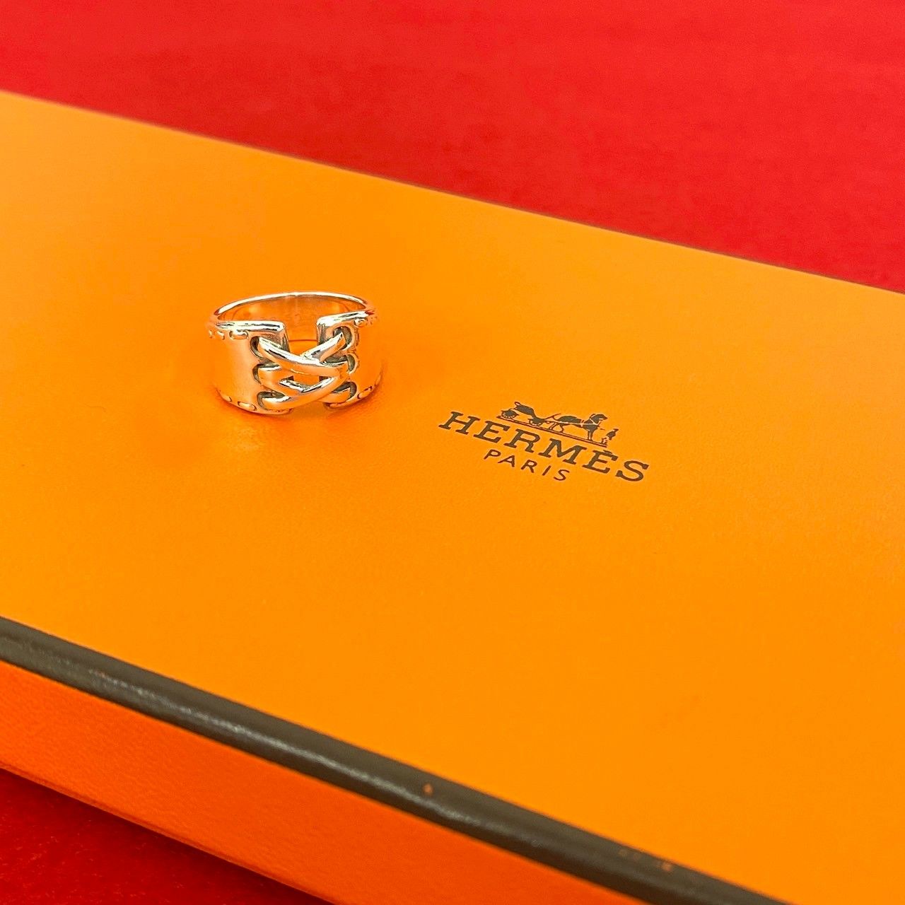 品 HERMES エルメス メキシコリング コルセット モチーフ シルバー925 指輪 11号 アクセサリー レディース メンズ 92790