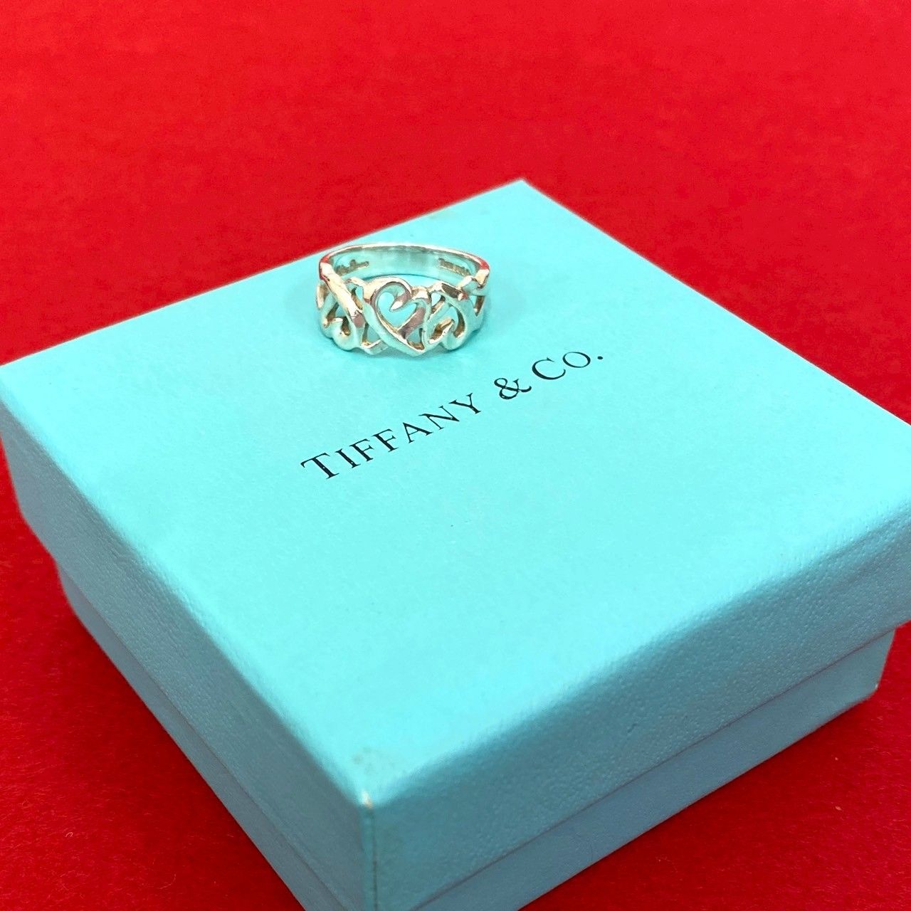 極 美品 TIFFANY&Co. ティファニー トリプルラビングハート リング