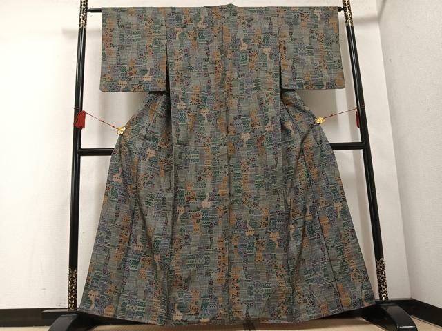 平和屋着物□本場大島紬 7マルキ 総絣 草花文 正絹 逸品 AABF0030ph