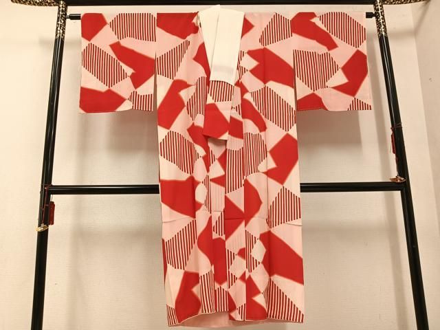 平和屋着物□長襦袢 無双仕立て 幾何学文様 正絹 逸品 AABF0037ph