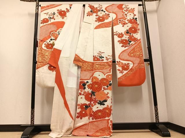 平和屋着物□豪華振袖 駒刺繍 絞り 草花文 金彩 正絹 逸品 AABF0038ph