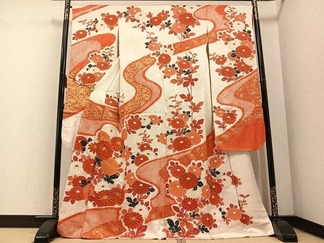 平和屋着物□豪華振袖 駒刺繍 絞り 草花文 金彩 正絹 逸品 AABF0038ph