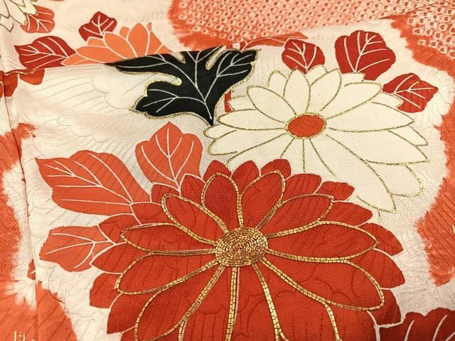 平和屋着物□豪華振袖 駒刺繍 絞り 草花文 金彩 正絹 逸品 AABF0038ph