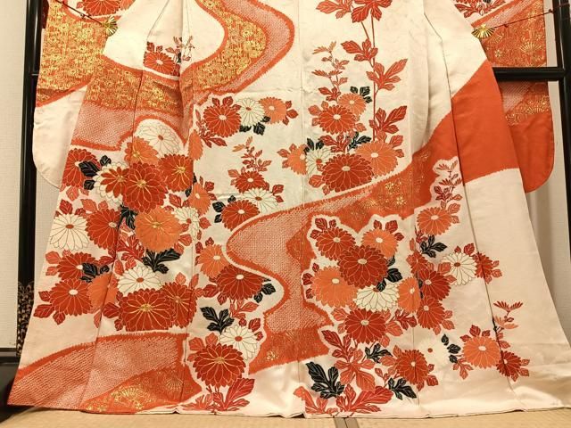 平和屋着物□豪華振袖 駒刺繍 絞り 草花文 金彩 正絹 逸品 AABF0038ph