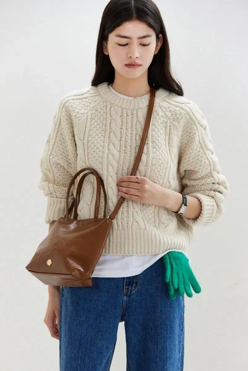 アンエディトBソフィア ウール ケーブル ニット_エクリュ