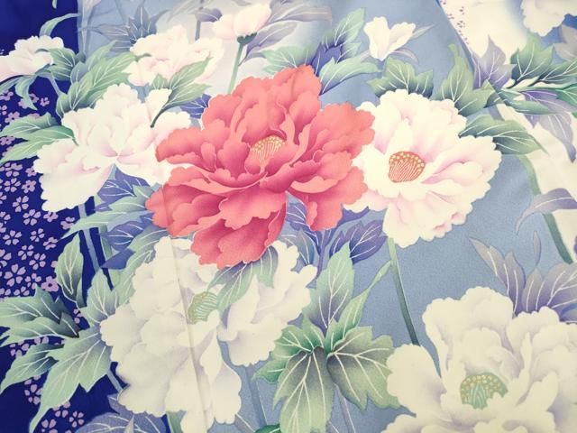 平和屋着物□豪華振袖 枝花文 牡丹 暈し染め 金彩 正絹 逸品