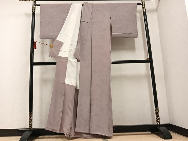 平和屋着物□上質な色無地 笹地紋 鳩羽鼠色 正絹 逸品 AABF0056ph